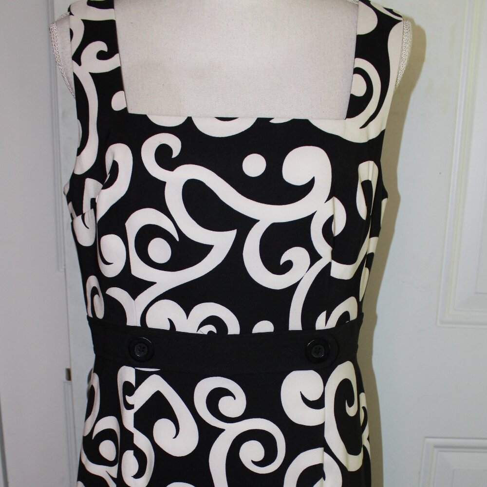 London Style, A Line Paisley, Black and White, Polyester, Women's 12, nwt